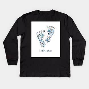 Little Star Cute Baby Feet - Blue Print Kids Long Sleeve T-Shirt